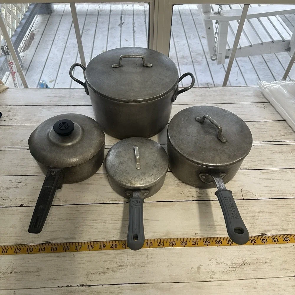 Vintage Magnalite‎ GHC USA Lot Of 6 W/ Lids 1 Qt, 2 Qt, 3qt, 7qt And Insert